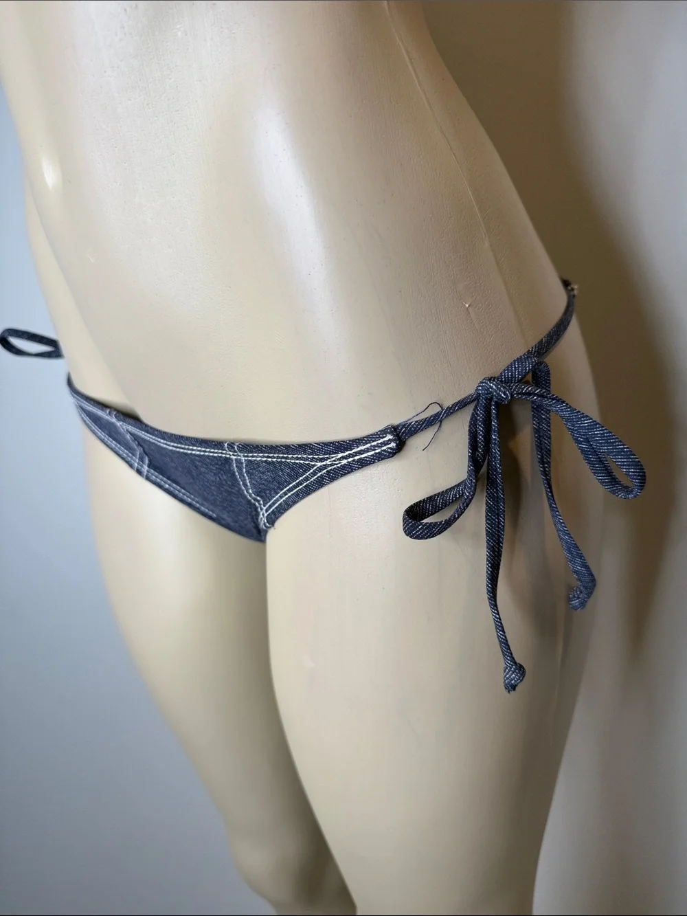 True Religion Dark Denim Blue Tie-Side Bikini Bottom